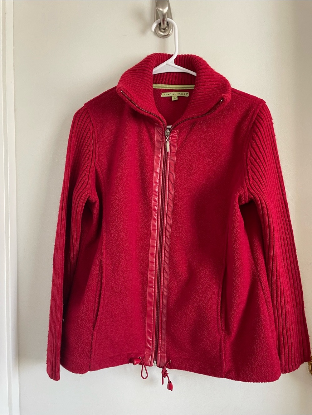 Carolyn Taylor Vibrant Red Zip-Front Bomber Jacket